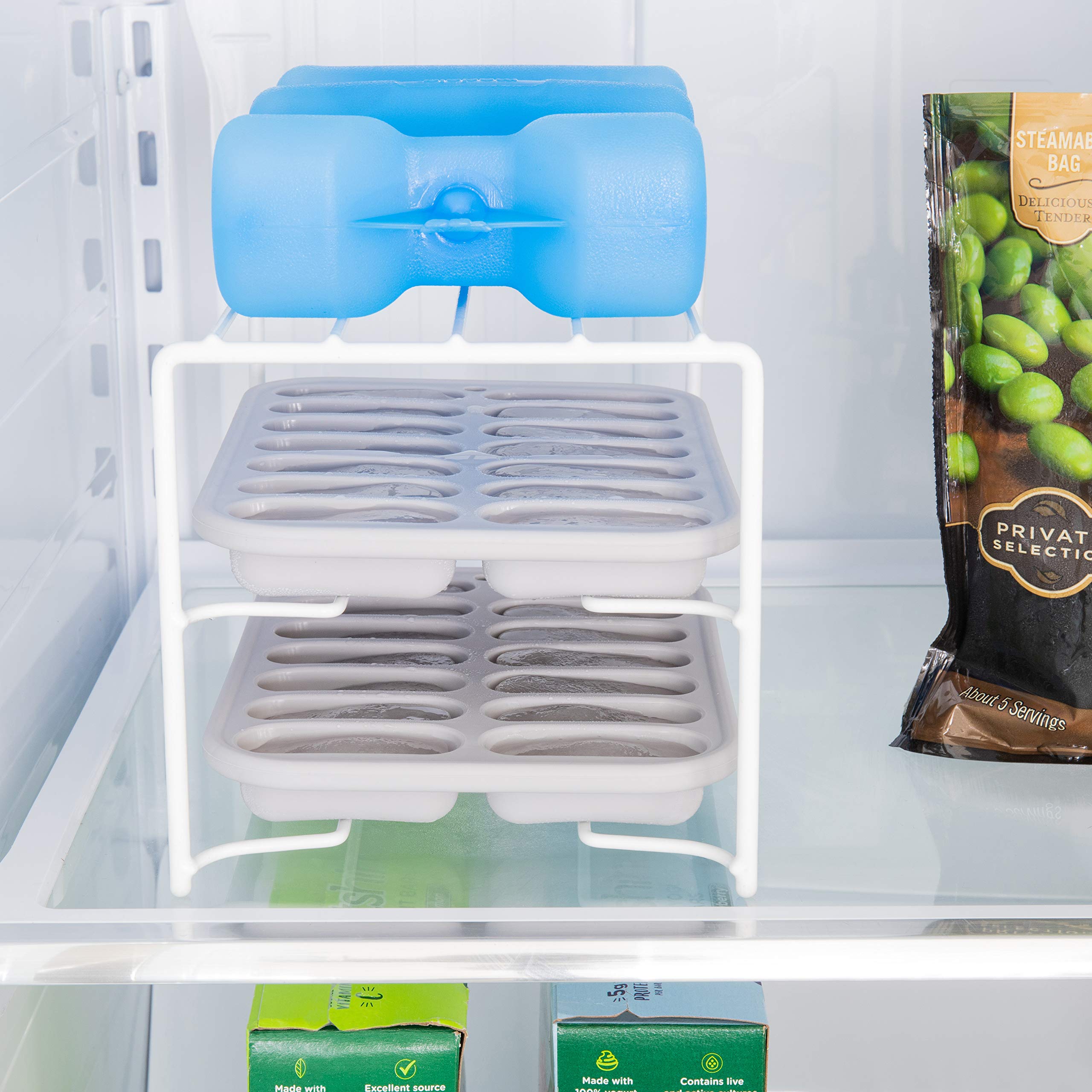 Better Houseware sturdy white-coated steel rack resists rust for lasting freezer storage.