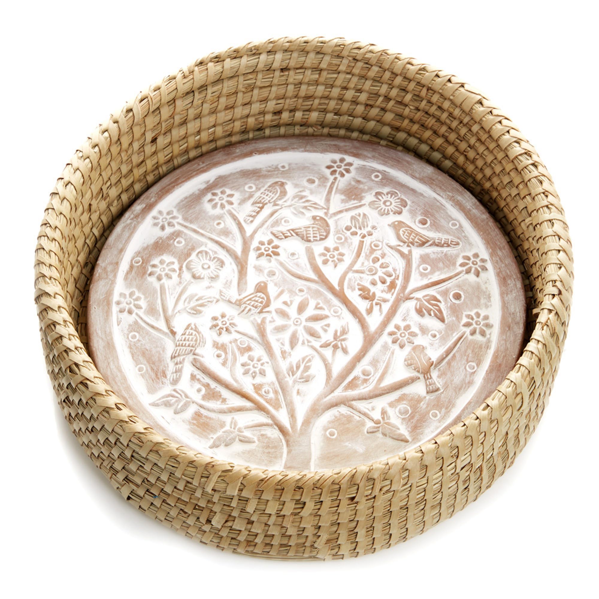 Better World Bio bread basket with terracotta warmer inside, ideal for warm, inviting bread service