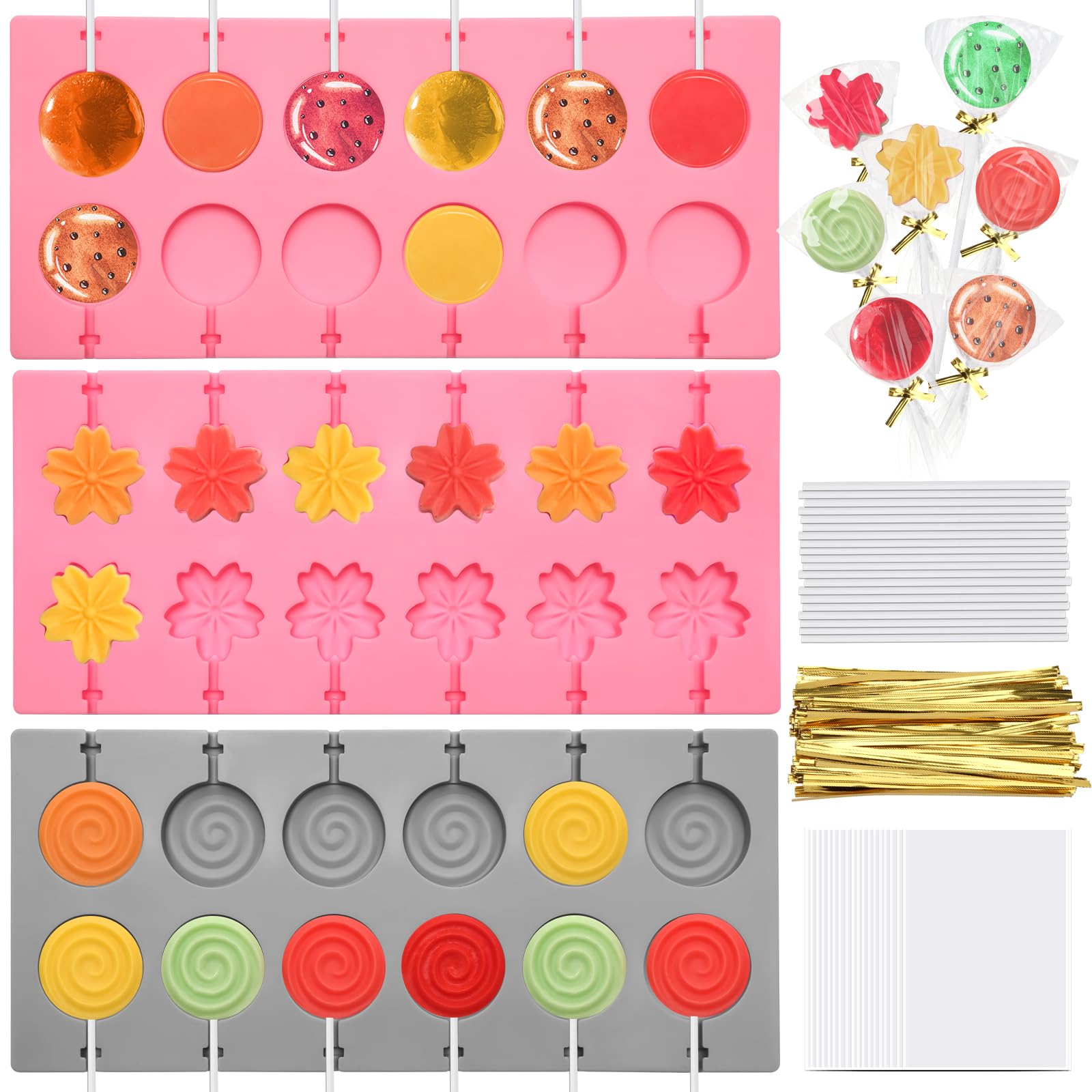 Bettoor 303Pcs silicone lollipop molds kit for versatile candy making and gifts