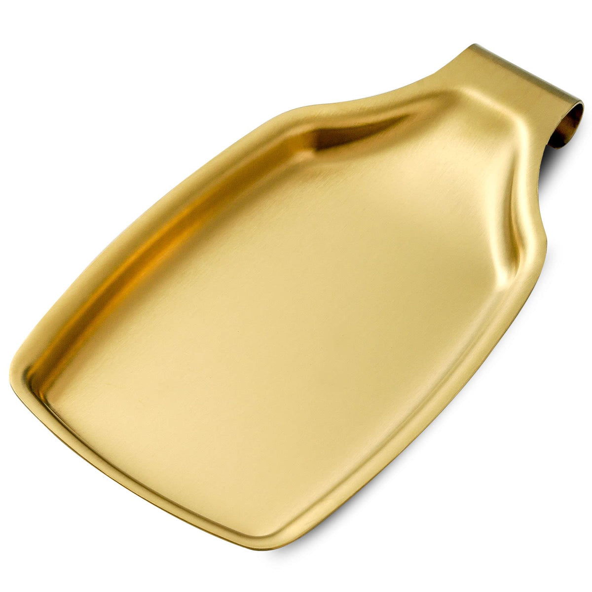 BETTWILL gold spoon rest on counter keeps utensils organized and tidy.