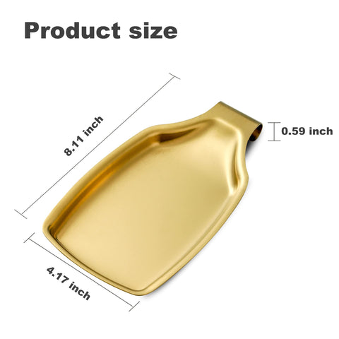 BETTWILL gold spoon rest with square bottom provides stable placement.