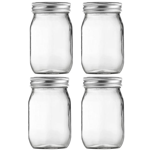 BEWAVE glass mason jar 16oz for versatile food storage.
