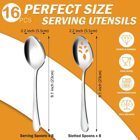BEWOS slotted spoons draining liquids during serving
