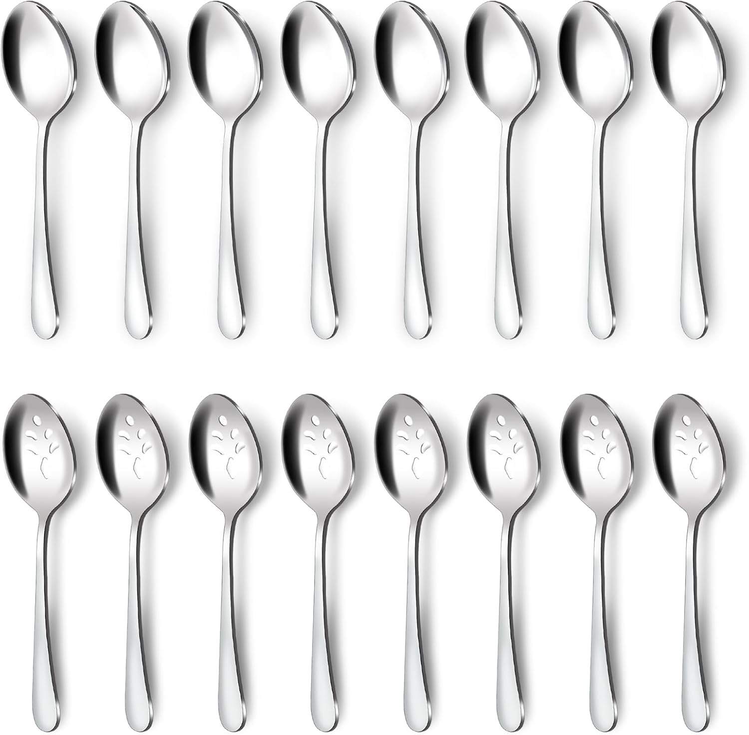 BEWOS 16-piece serving spoons set on buffet table for easy serving