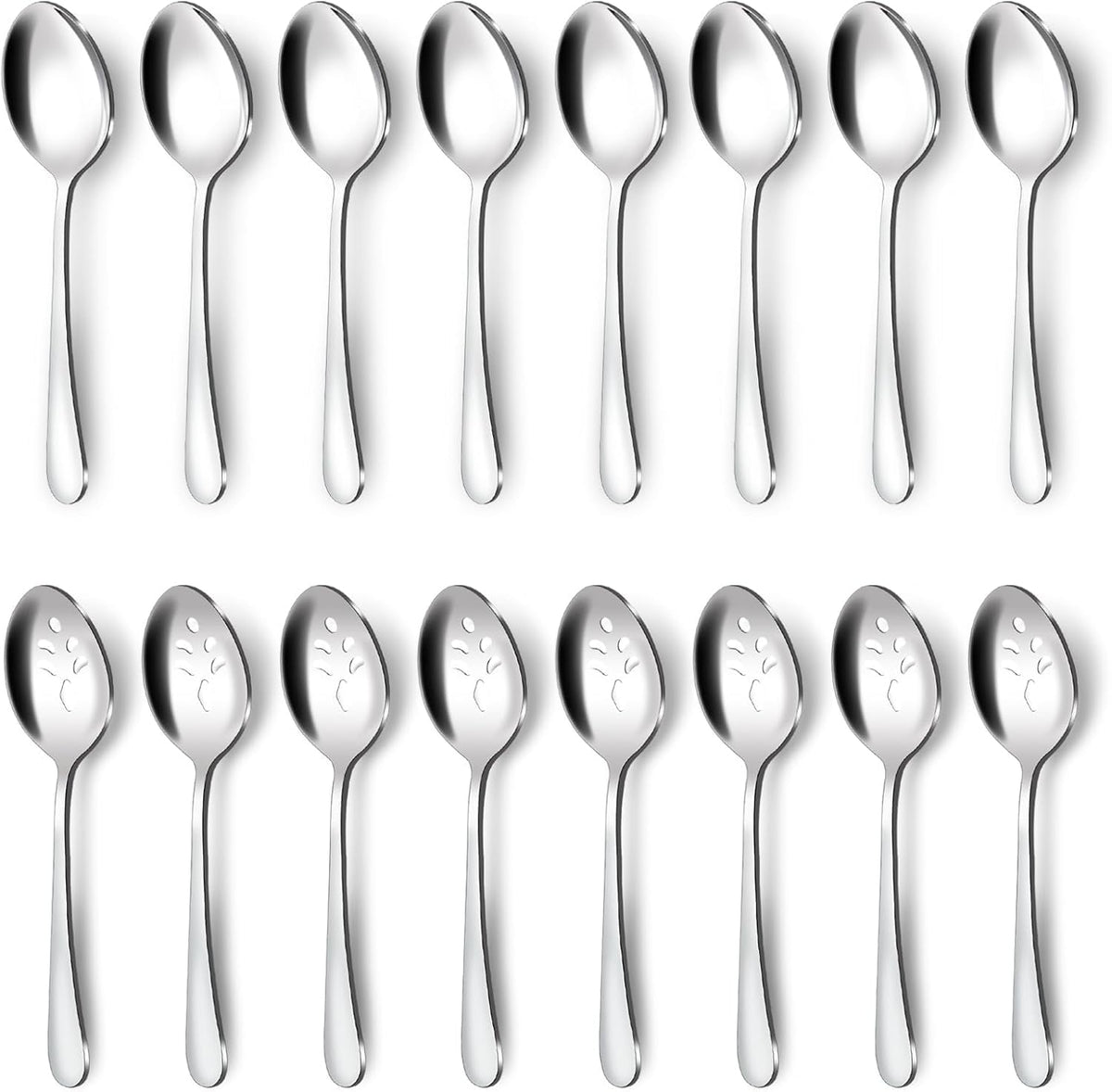 BEWOS 16-piece serving spoons set on buffet table for easy serving