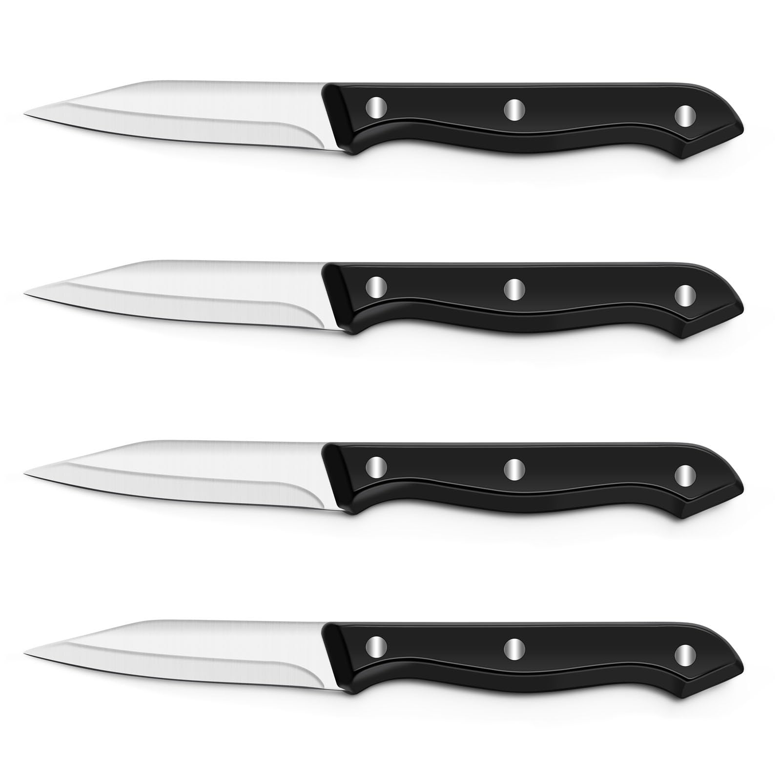 BEWOS 4-piece paring knife set with ergonomic handles for precise prep