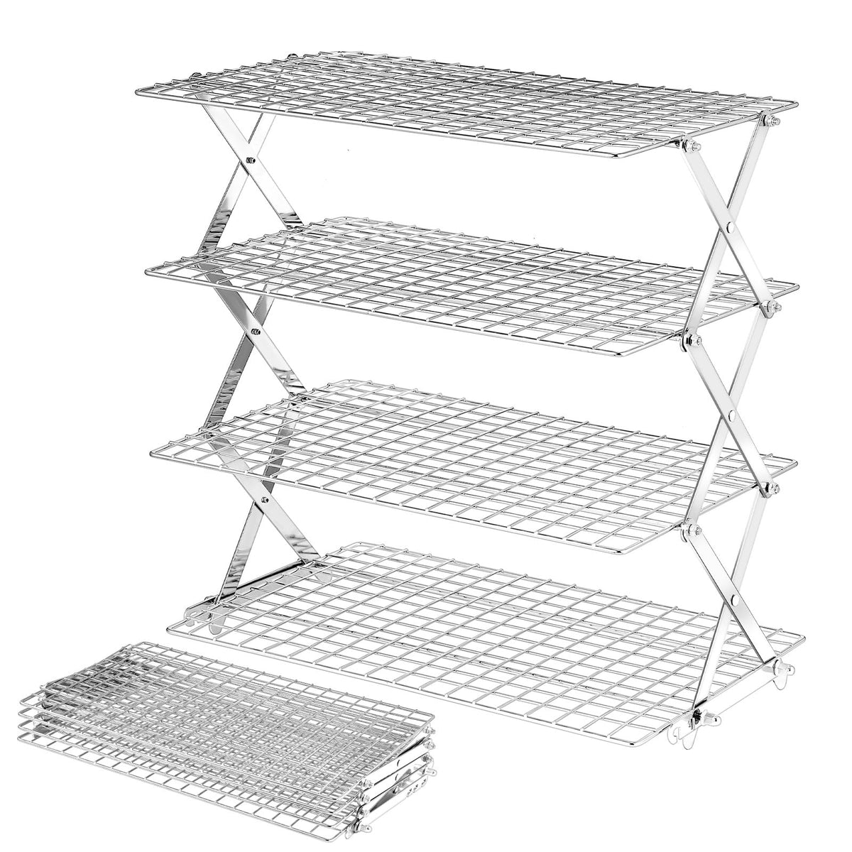 BEWOS 4-tier cooling rack top view shows adjustable tiers for even cooling