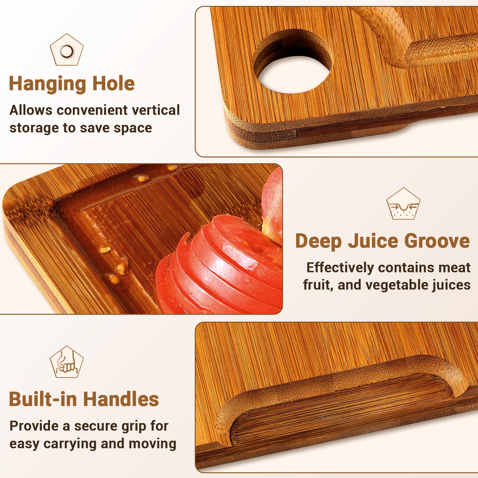 BEWOS bamboo cutting board set small great for vegetables and quick prep
