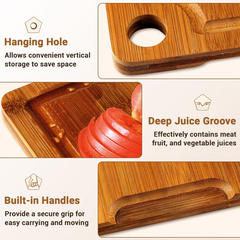 BEWOS bamboo cutting board set small great for vegetables and quick prep