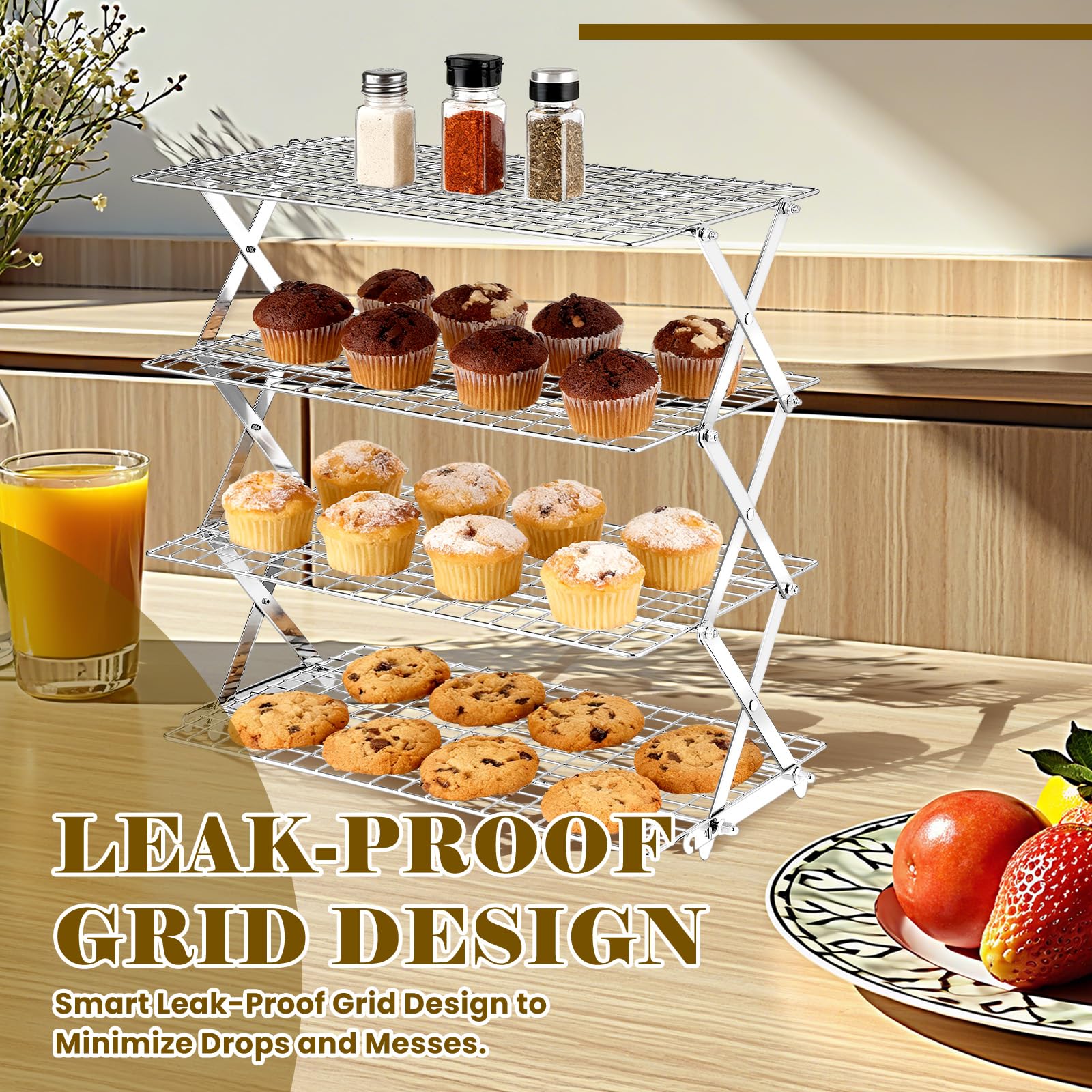 BEWOS foldable storage compact rack for small kitchens