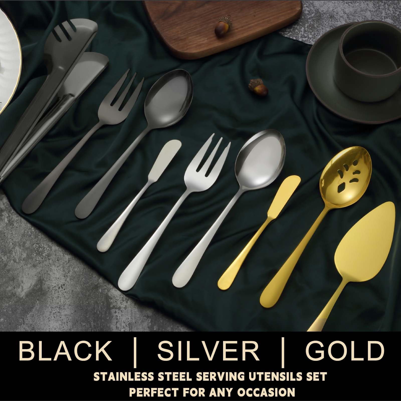 BEWOS Gold serving utensils complete set for elegant buffets