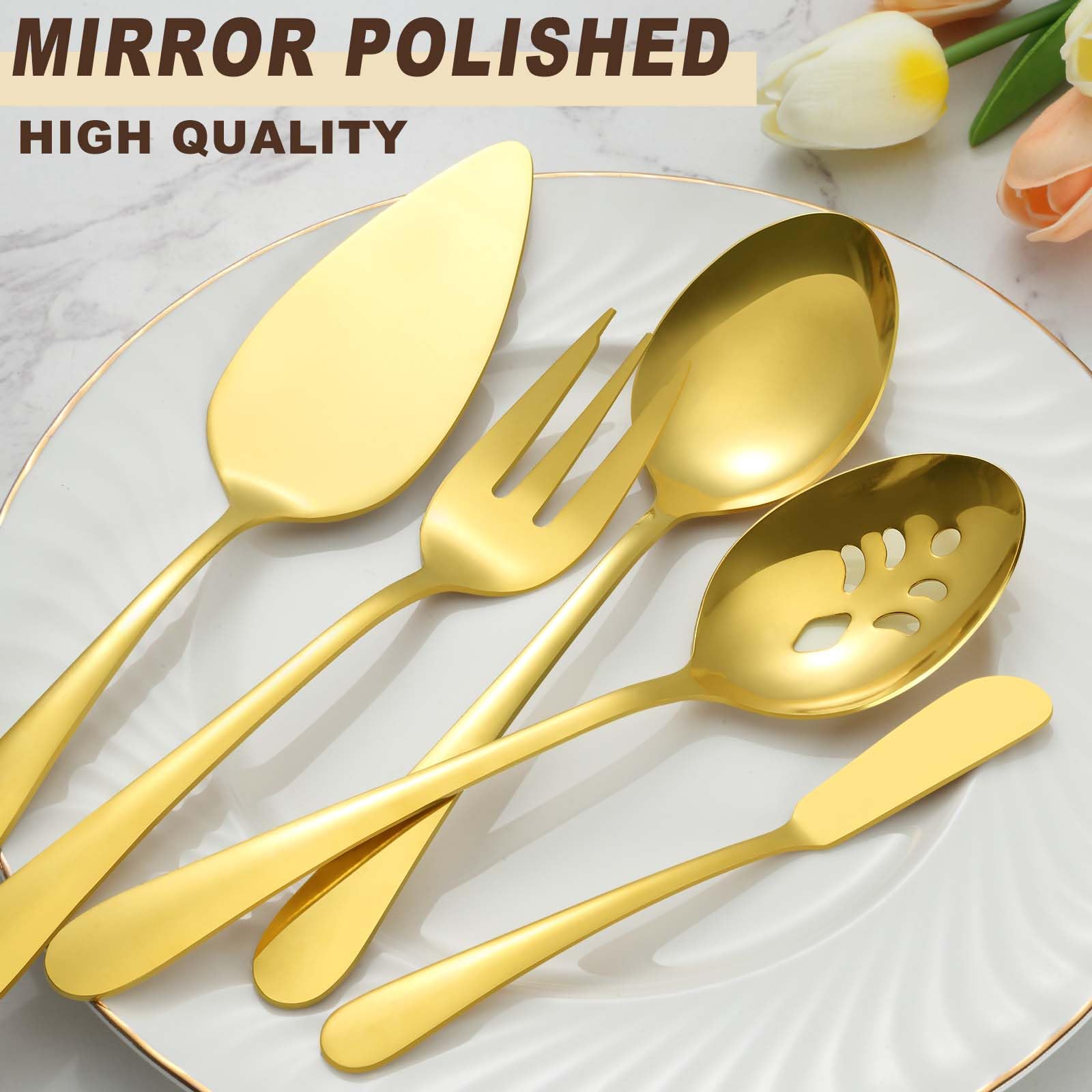 BEWOS Gold serving forks for picking portions