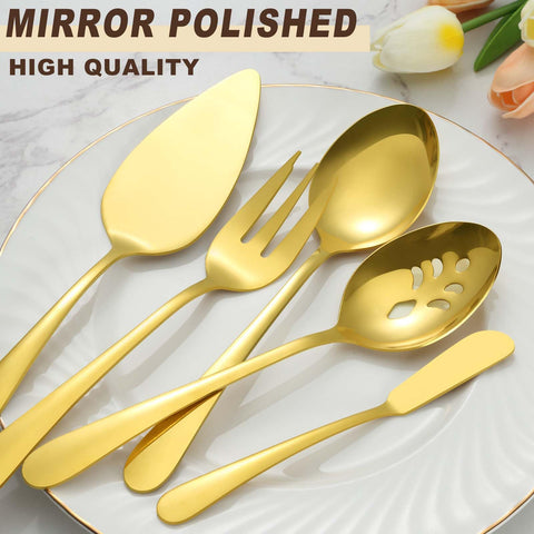 BEWOS Gold serving forks for picking portions