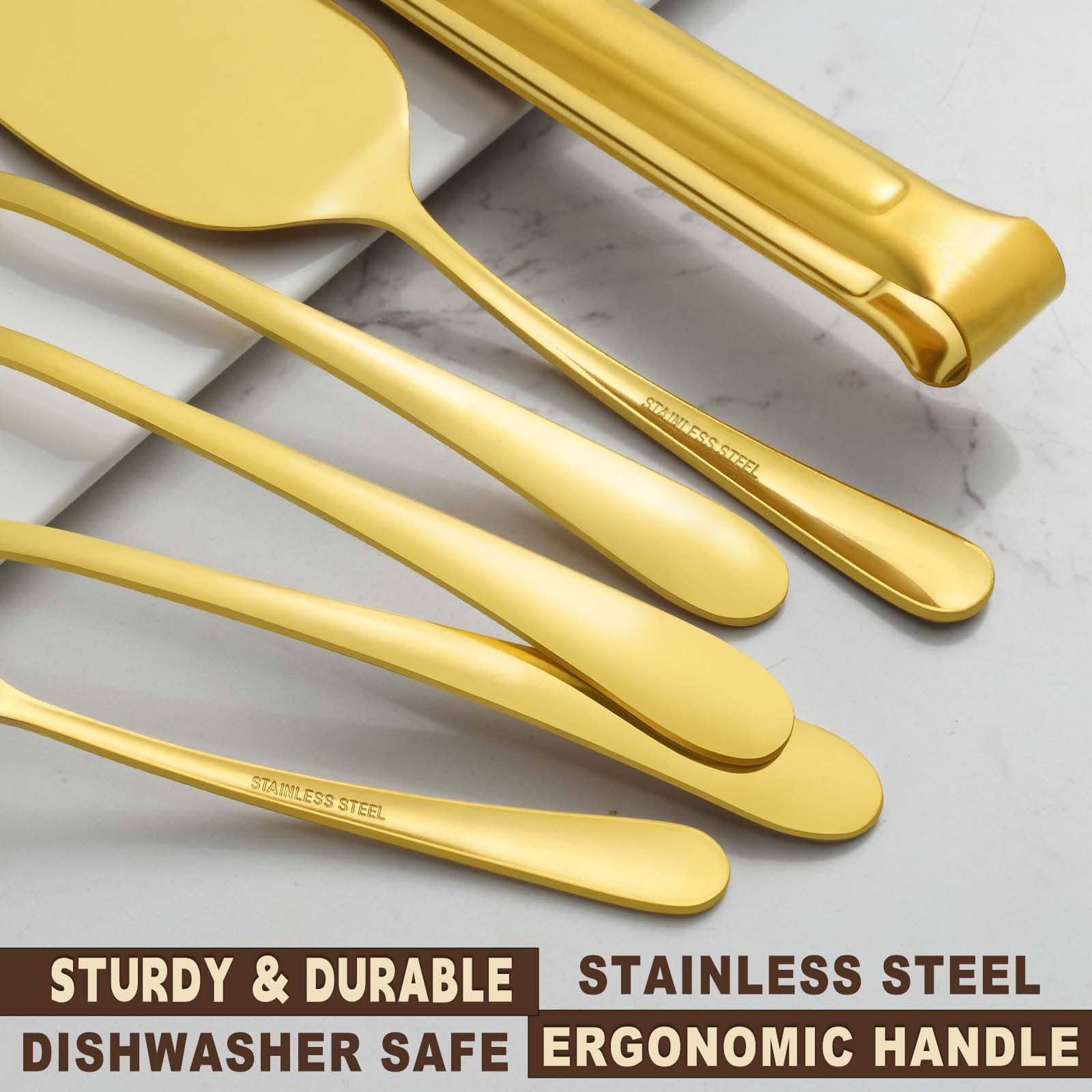 BEWOS Gold serving tongs for easy grabbing
