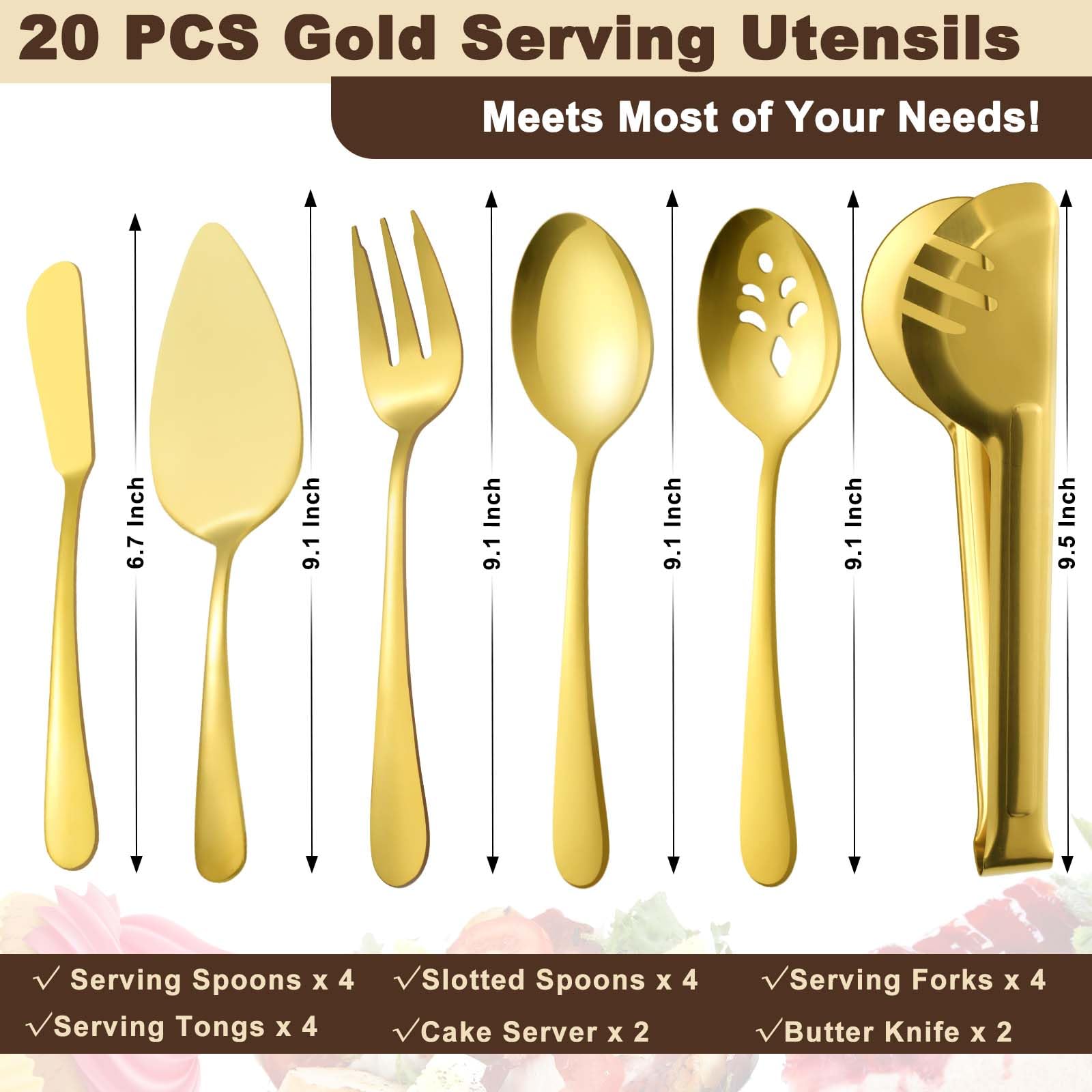 BEWOS Gold slotted spoons for draining sauces