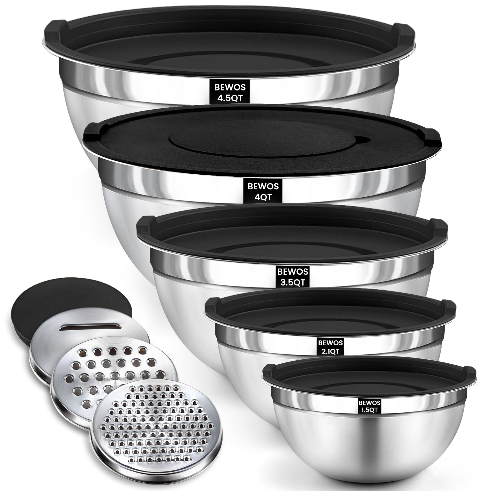 BEWOS mixing bowls with lids for organized prep