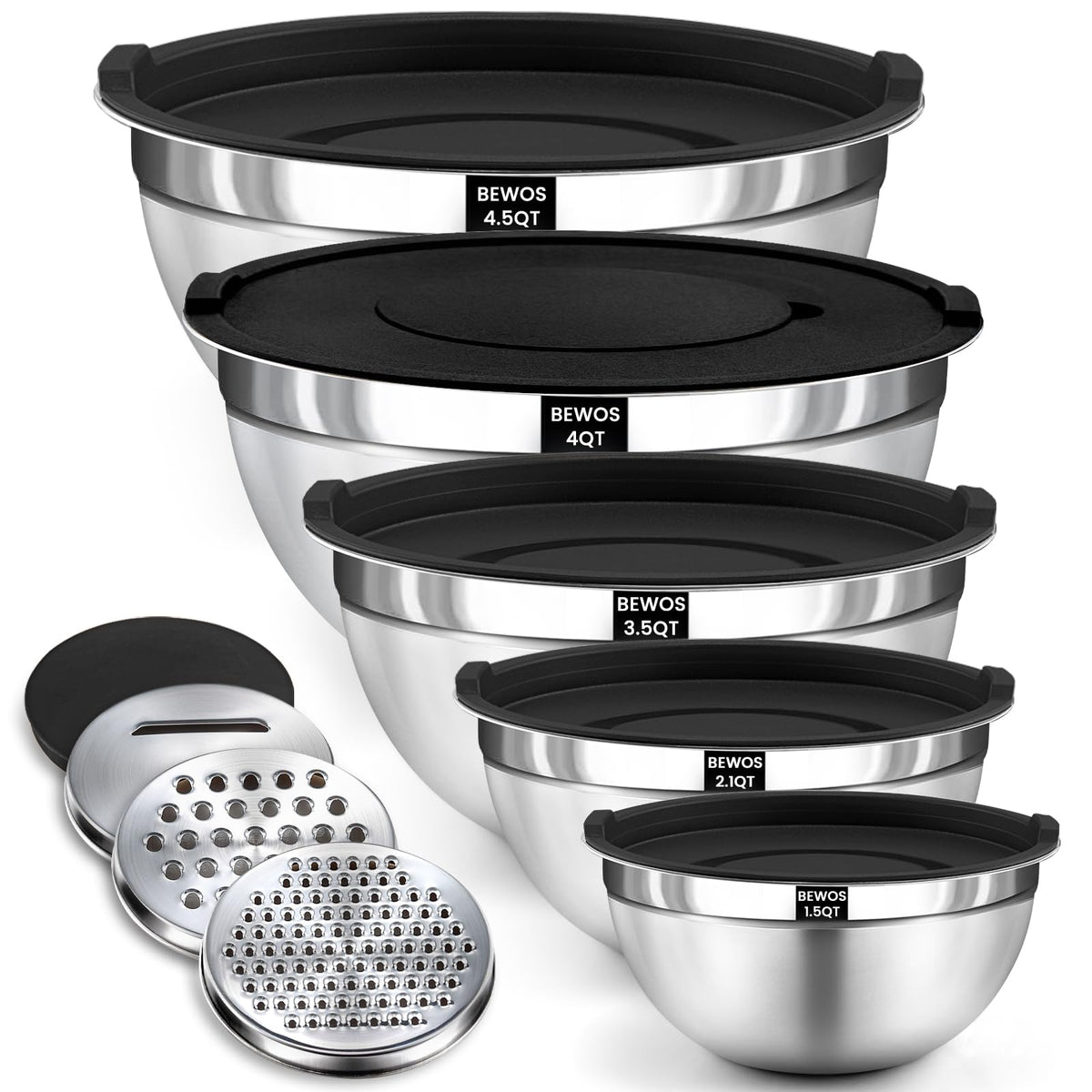 BEWOS mixing bowls with lids for organized prep