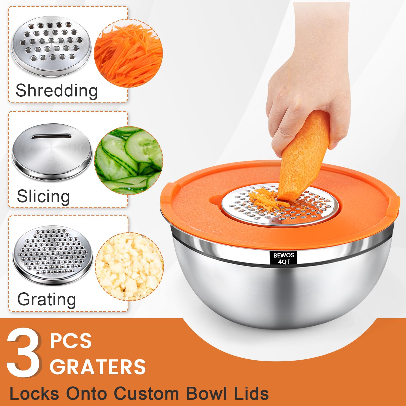 BEWOS nesting stainless steel bowls save space in your kitchen
