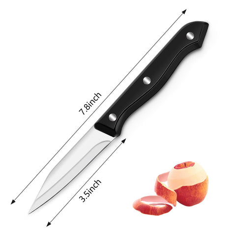 BEWOS 3.5-inch paring knife blade close-up for peeling and trimming