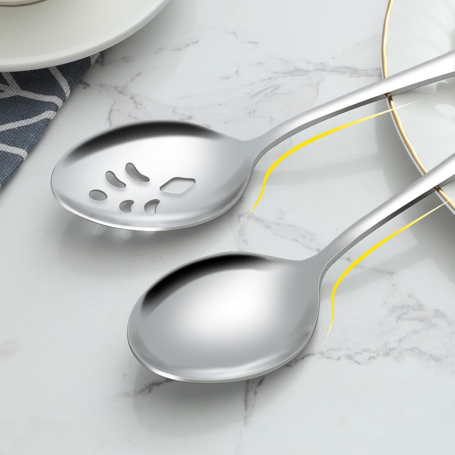 BEWOS 9.1-inch serving spoons with ergonomic handles for comfort
