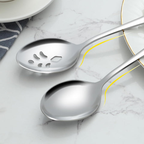 BEWOS 9.1-inch serving spoons with ergonomic handles for comfort