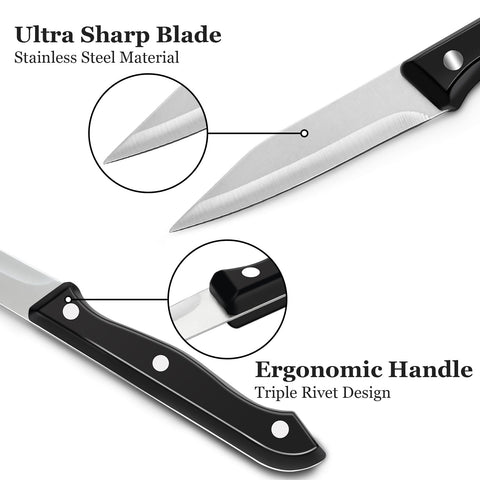 BEWOS triple rivet ergonomic handle paring knife for secure grip