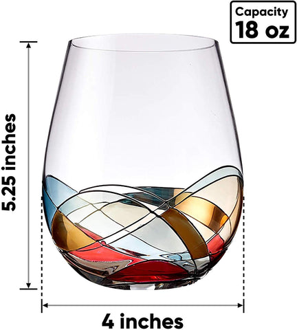 Bezrat lead-free crystal wine glasses with 18-ounce capacity for generous pours