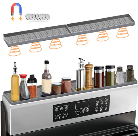 BFONS 30in magnetic stove top shelf holds spices within reach for quick cooking