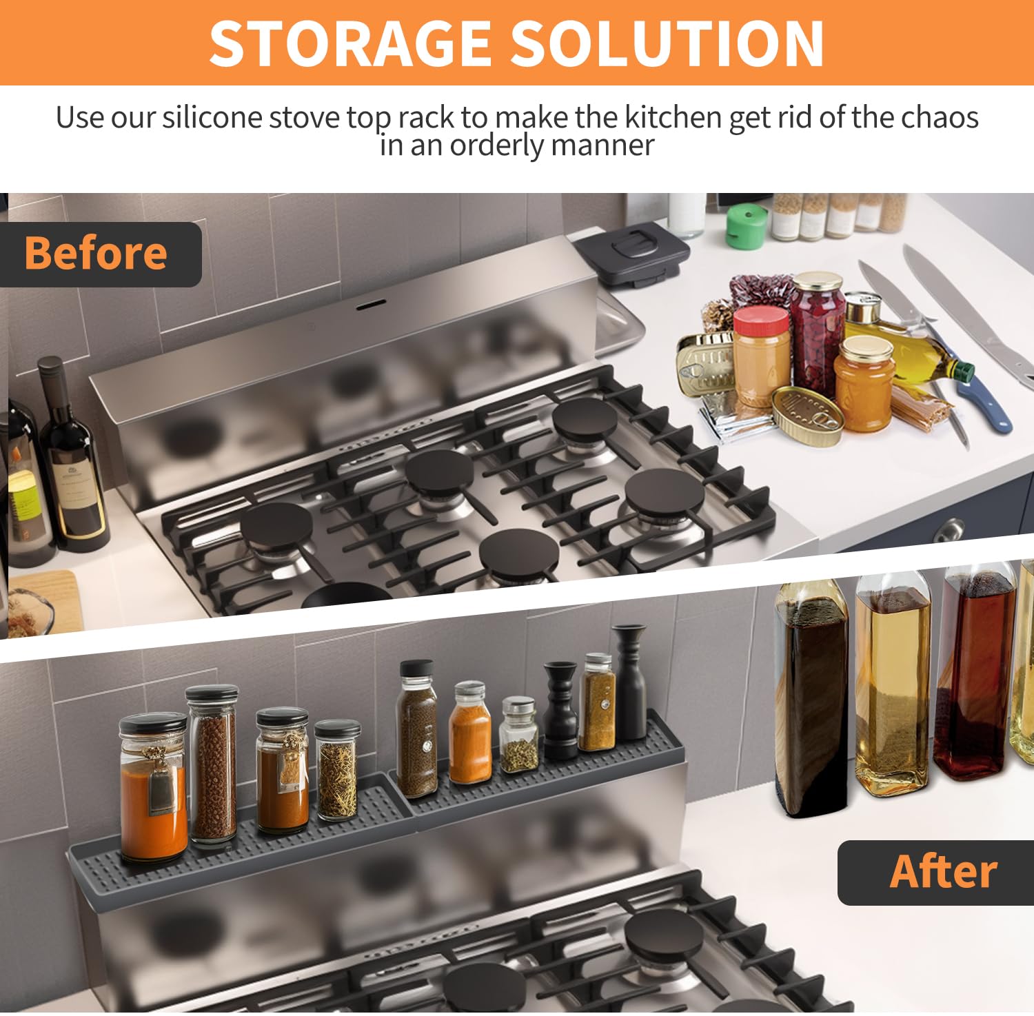BFONS two-part dividers organize spice jars by category for easy access