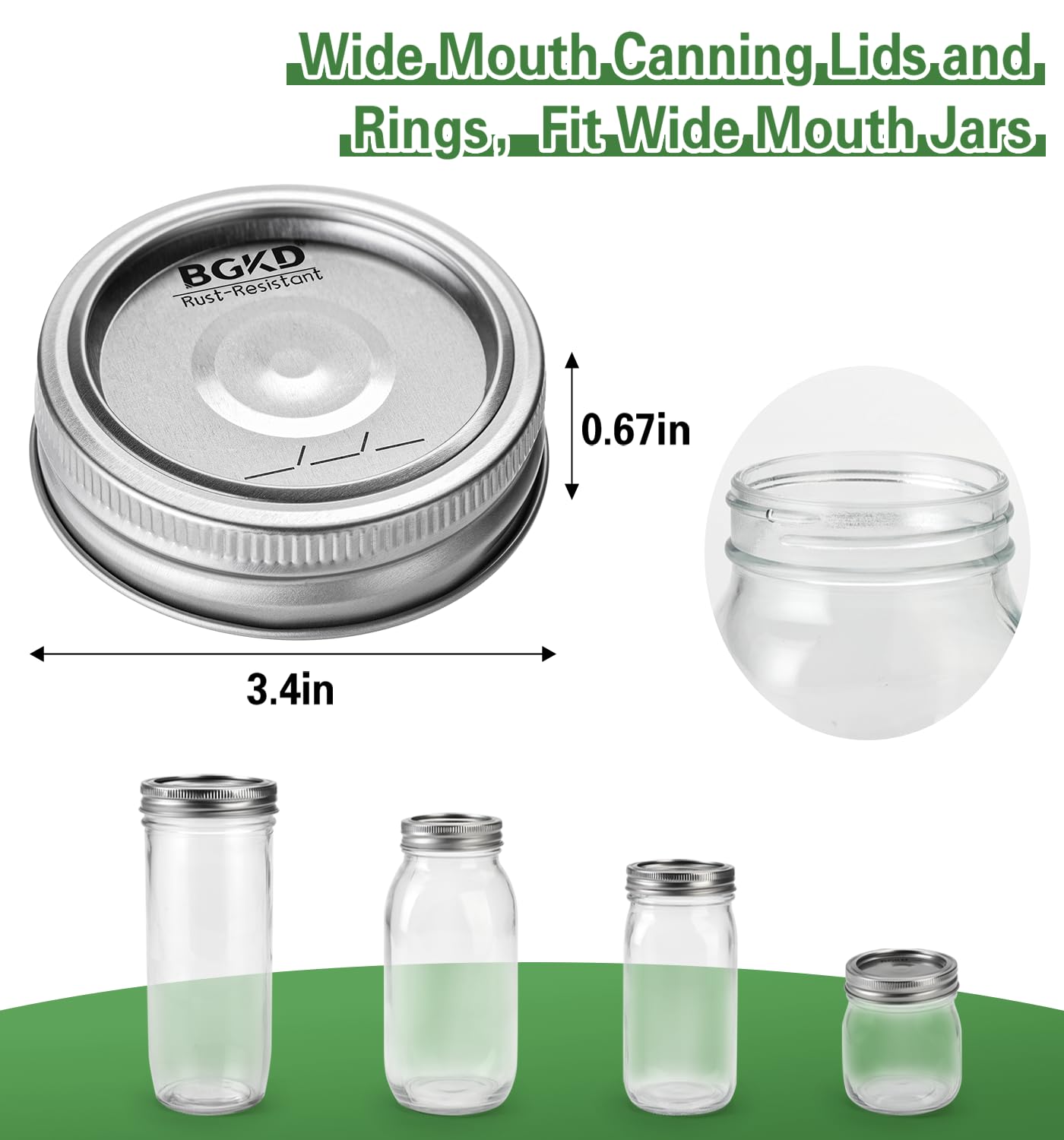 BGKD rustproof wide-mouth ring provides reliable seals on compatible jars