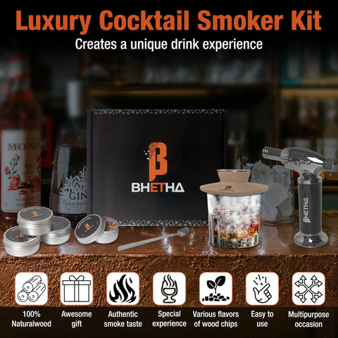 Bhetha torch-powered smoker kit in action adding smoky aroma to drinks