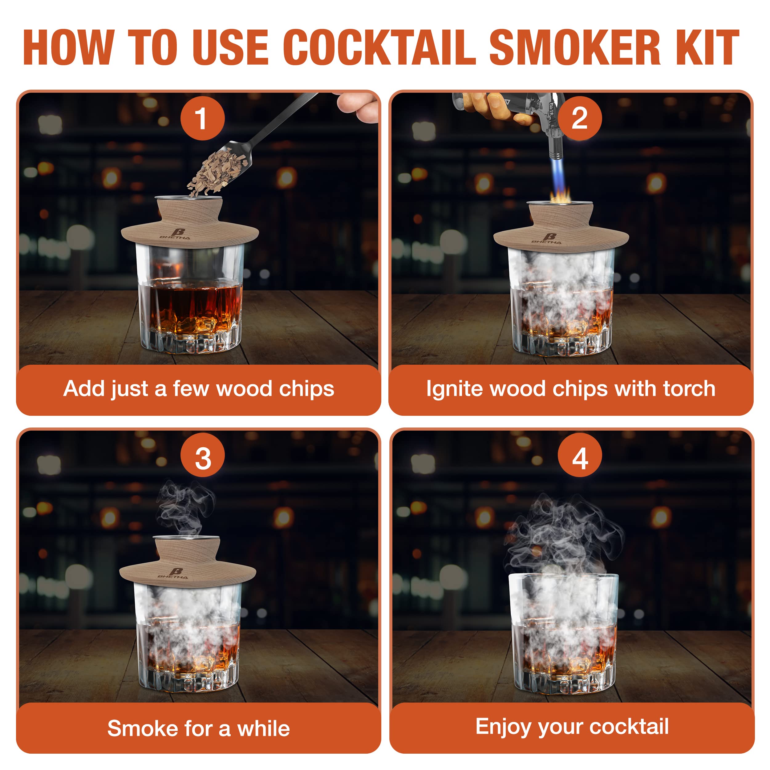 Bhetha walnut wood chips delivering rich nutty smoke for beverages