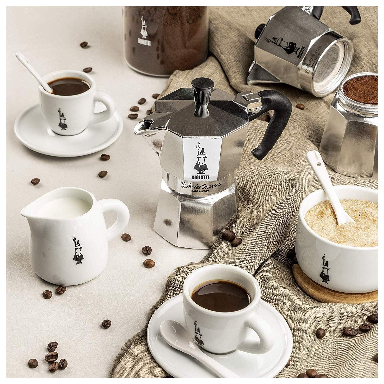 Bialetti Moka Express replacement funnel side view, fits 6-cup pot for authentic espresso.