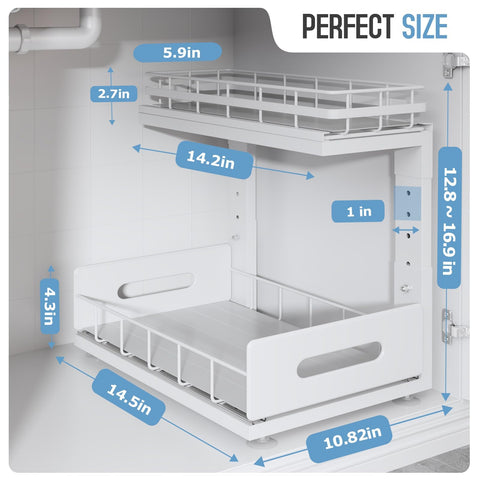 Biboraya under-sink organizer with ball-bearing slides for smooth access