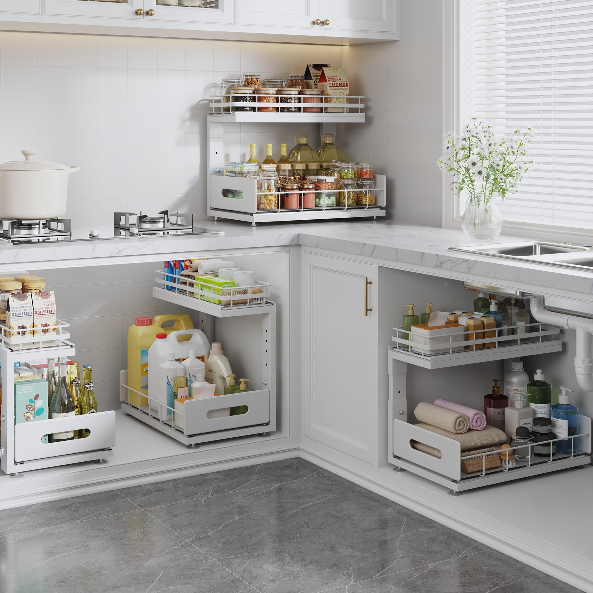 Biboraya durable metal construction provides lasting under-sink storage
