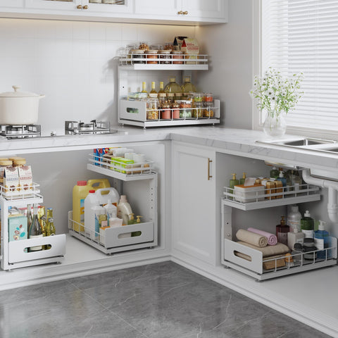 Biboraya durable metal construction provides lasting under-sink storage