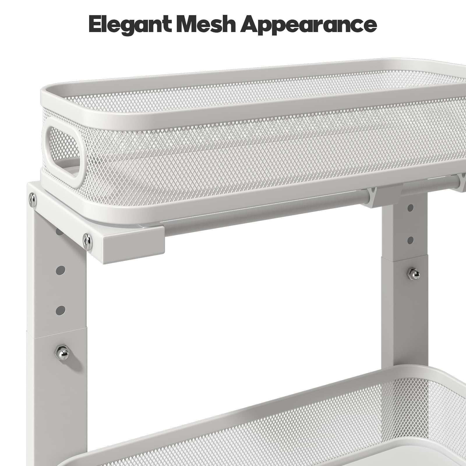 Biboraya height-adjustable organizer: fits cabinets with pipes and varies clearance.