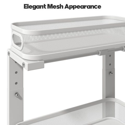 Biboraya height-adjustable organizer: fits cabinets with pipes and varies clearance.