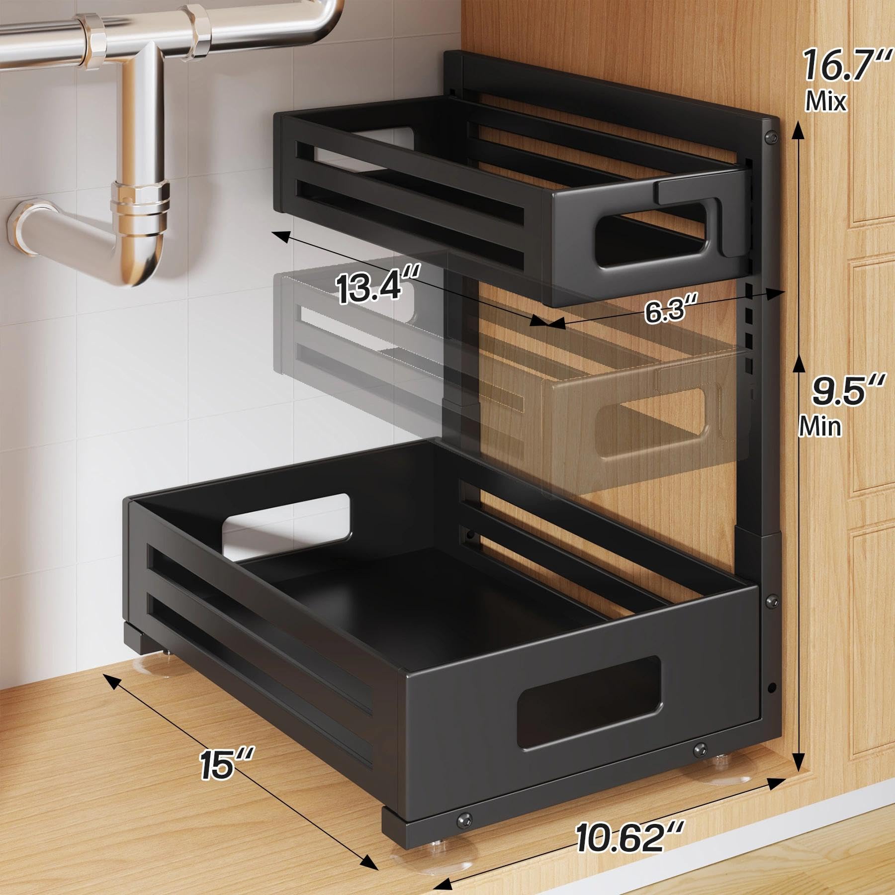 Biboraya height-adjustable rack with 8-level settings fits bottles of all sizes