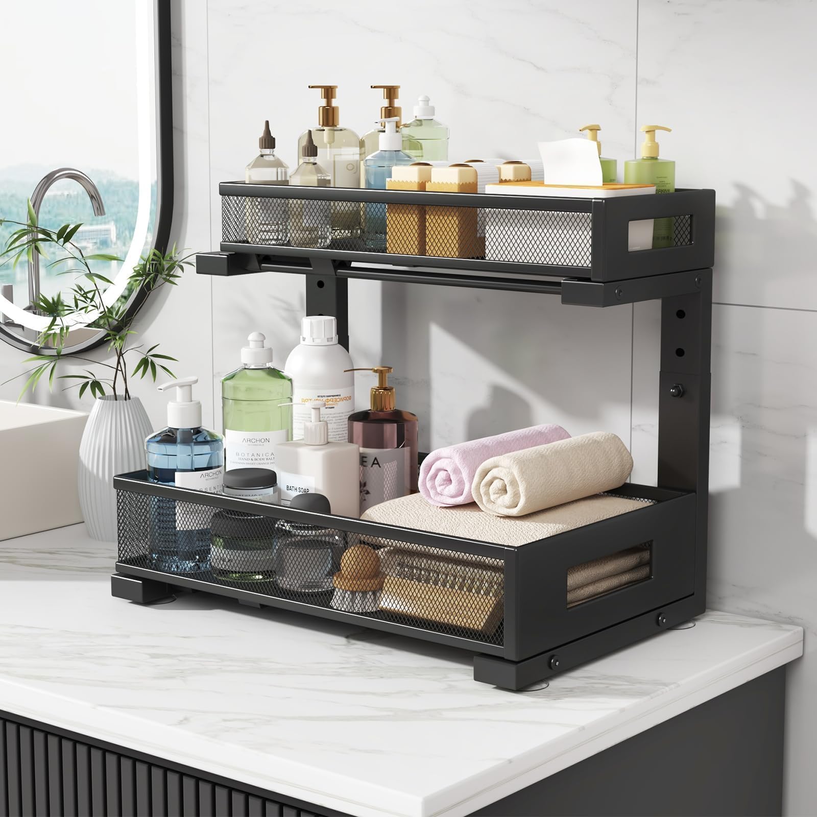Biboraya five level height adjustment adapts to tall bottles and complex plumbing