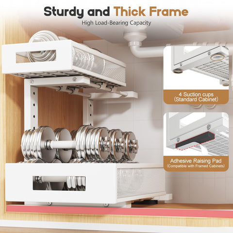 Biboraya bottom and top baskets maximize capacity within narrow spaces.