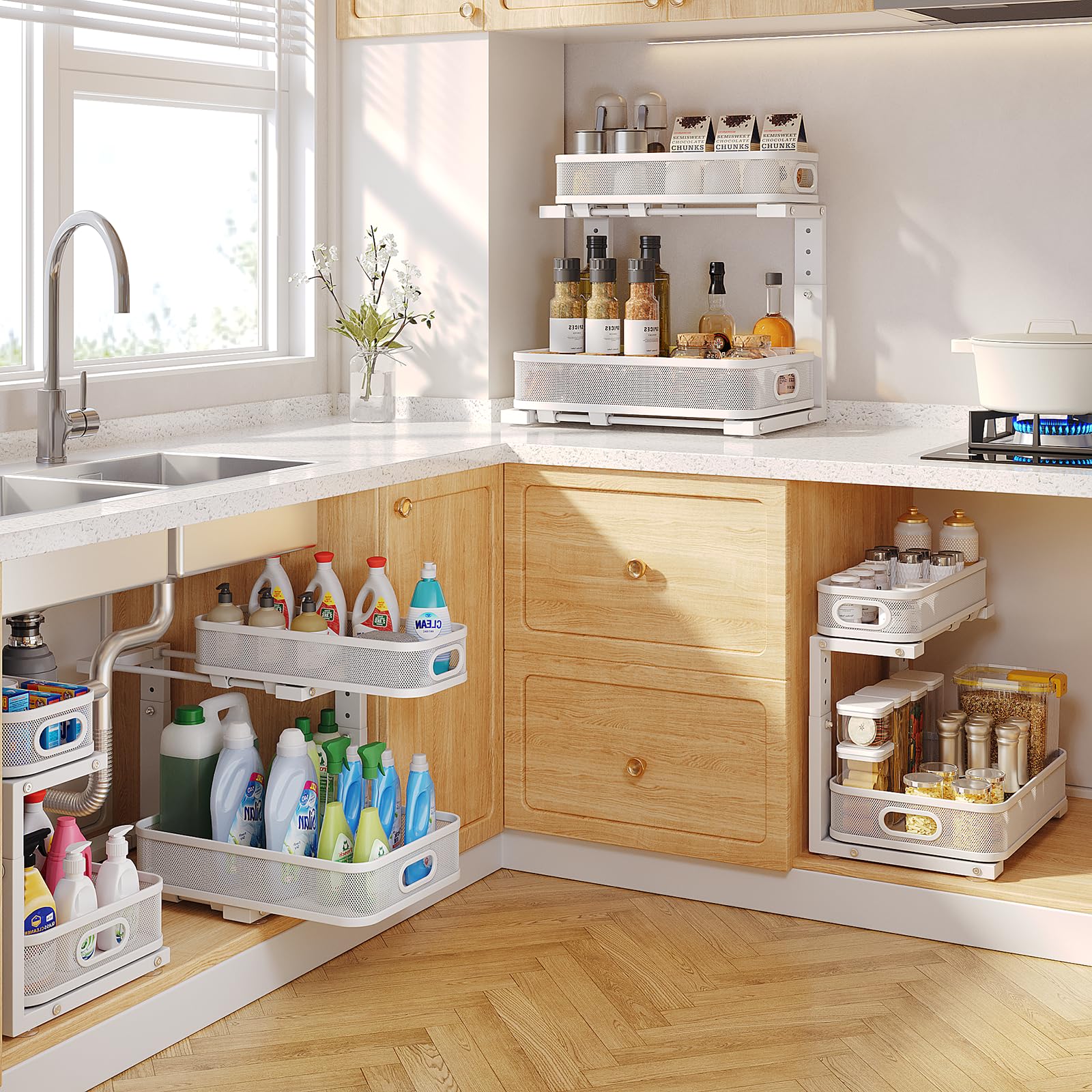 Biboraya two-pack under-sink organizers: convenient extra in busy cabinets.