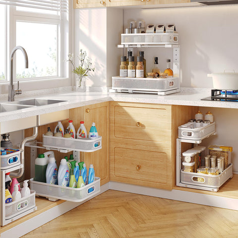 Biboraya two-pack under-sink organizers: convenient extra in busy cabinets.