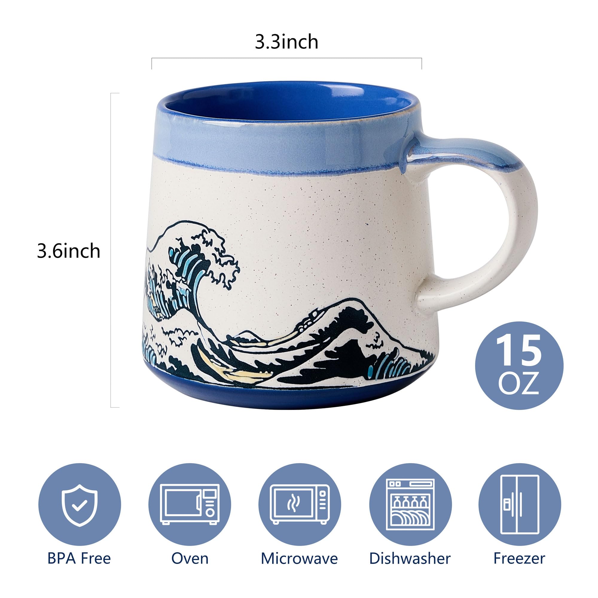 BICETTO ergonomic handle mug for comfortable grip.