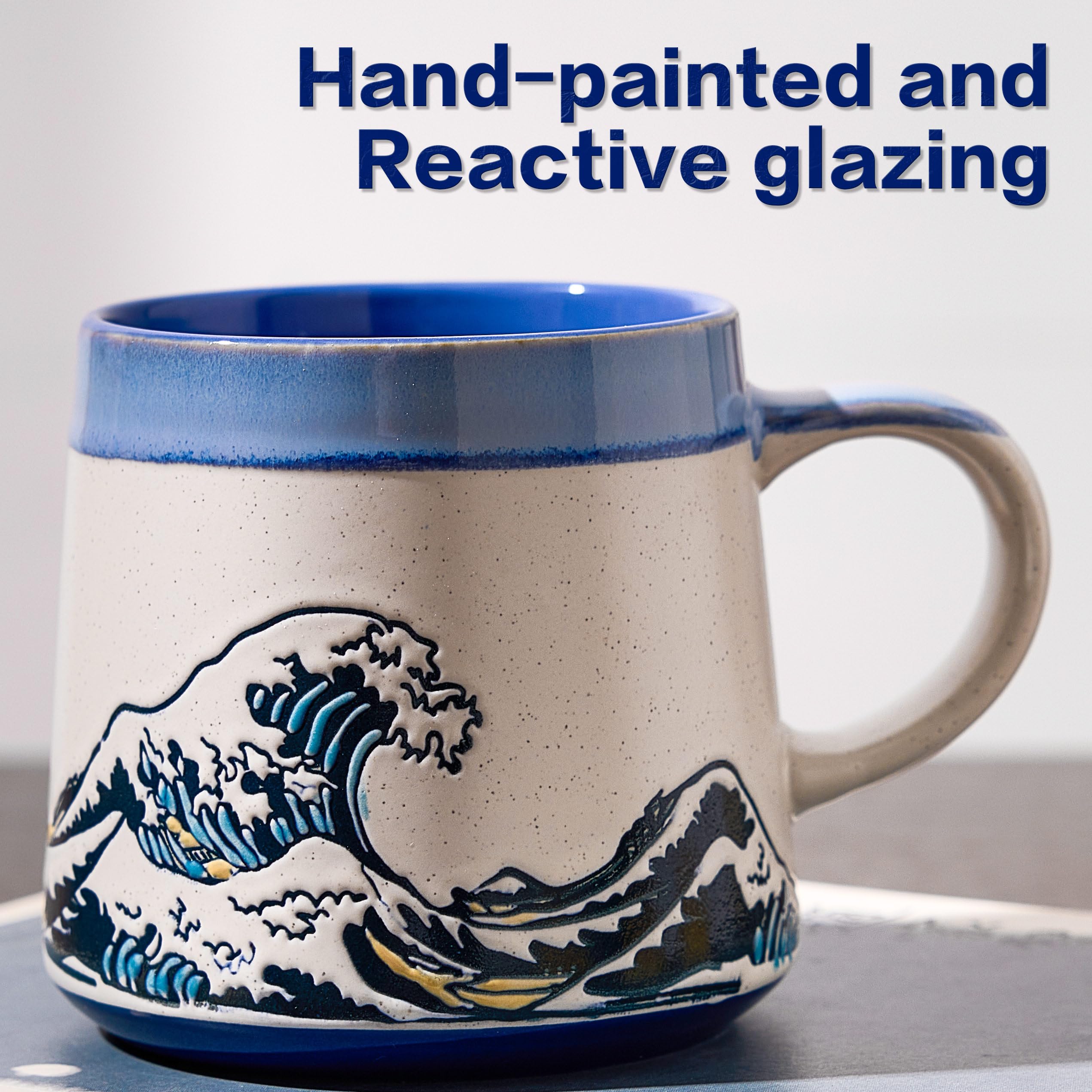 BICETTO hand-painted ceramic mug highlighting Ukiyo-e design.