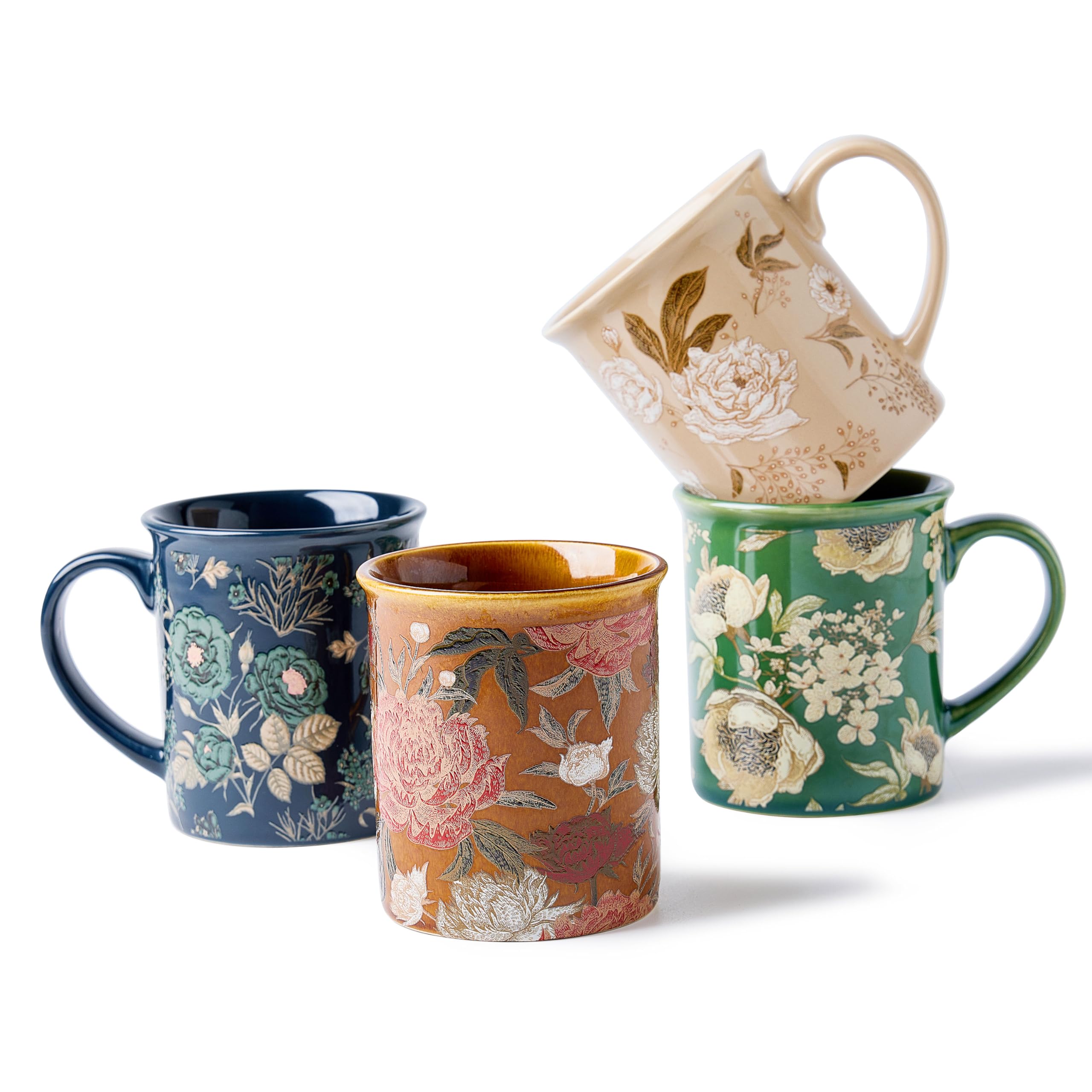 BICETTO Royal Bloom mugs with floral design elevate daily coffee rituals.