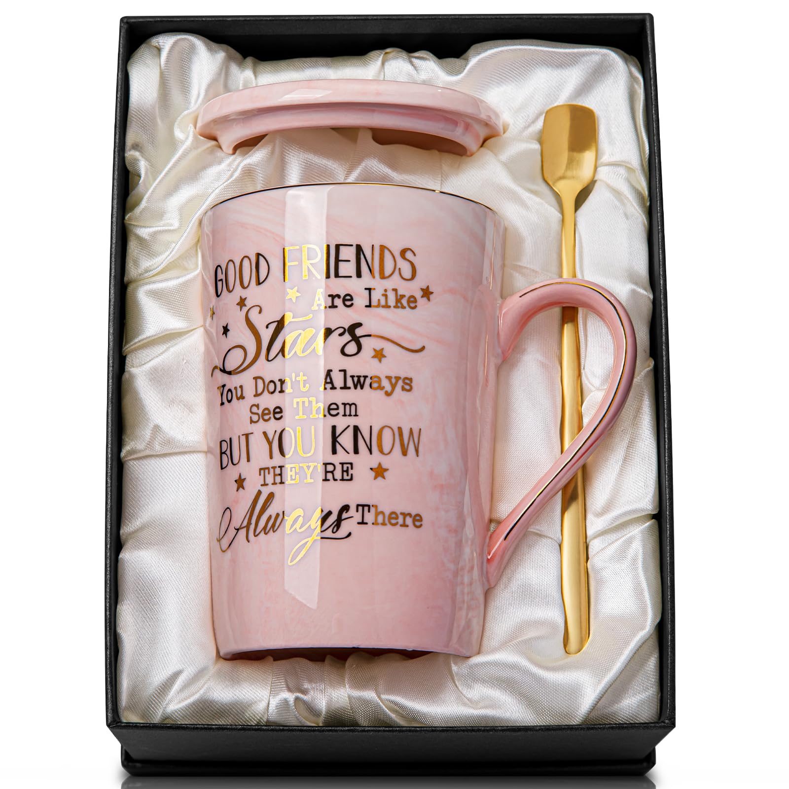 Biching Best Friend mug with pink glaze and gold rim, ideal for gifting.