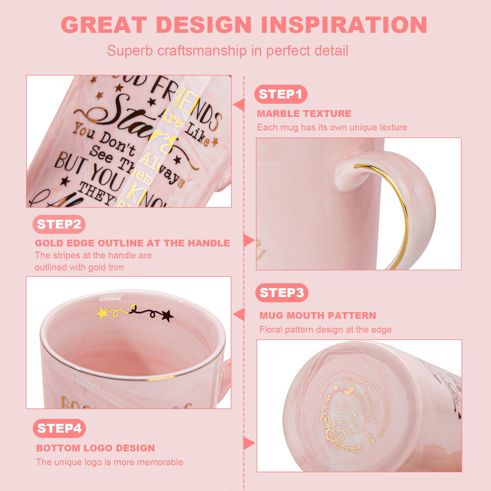 Biching ceramic marble mug close-up highlights unique pattern and style.