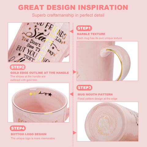 Biching ceramic marble mug close-up highlights unique pattern and style.