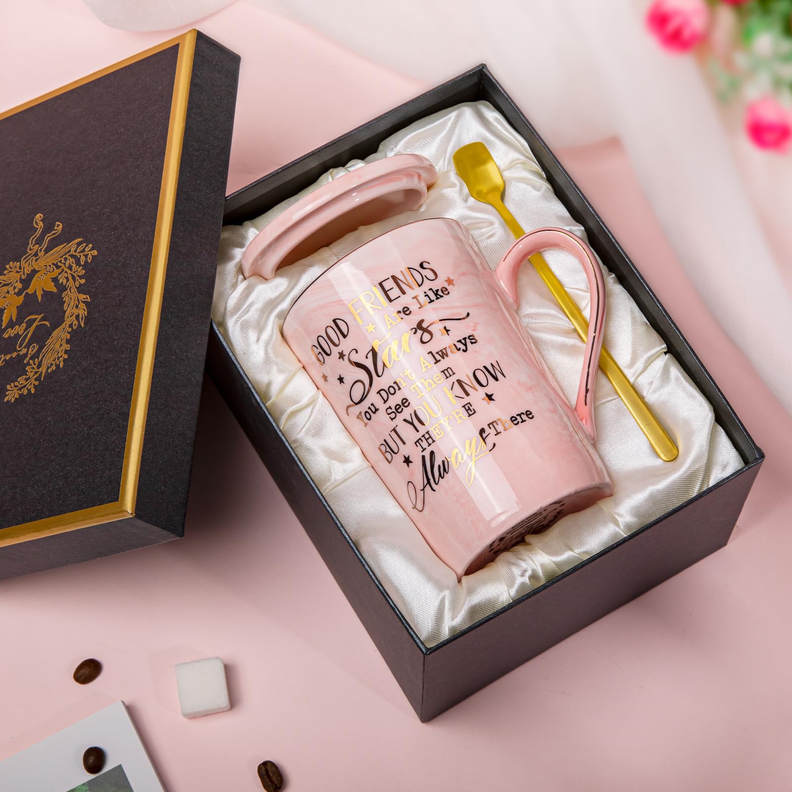 Biching gift box set featuring mug, lid, spoon, and card for effortless gifting.